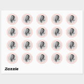 Sticker Rond Moderne Simple Mignon Rose Joyeux Anniversaire Pho (Feuille)