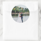Sticker Rond Moderne simple minimaliste photo mariage merci (Sac)