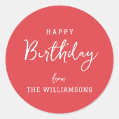 Sticker Rond Moderne simple Preppy Happy Anniversaire Salutatio (Devant)