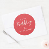 Sticker Rond Moderne simple Preppy Happy Anniversaire Salutatio (Enveloppe)