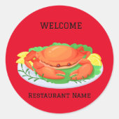 Sticker Rond Moderne Simple rouge crabe de mer frais (Devant)