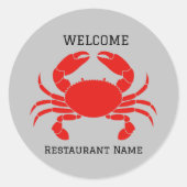 Sticker Rond Moderne Simple rouge crabe de mer frais (Devant)