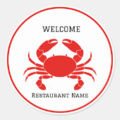 Sticker Rond Moderne Simple rouge crabe de mer frais (Devant)