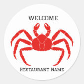 Sticker Rond Moderne Simple rouge crabe de mer frais (Devant)