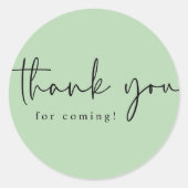 Sticker Rond Moderne Simple Sage Vert Merci d'être venu (Devant)