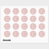 Sticker Rond Moderne Stylish Calligraphie Monogramme Nom Rose (Feuille)