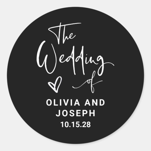 Sticker Rond Moderne superposition noir et blanc | Mariage (Devant)
