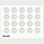 Sticker Rond Moderne sur le Baby shower agricole Invitation Cla (Feuille)