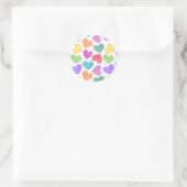Sticker Rond Moderne Vibrant Rainbow Doodle Hearts mignon Motif (Sac)