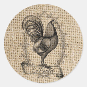 Sticker Rond Moderne vintage Agritourisme Poulet de la campagne