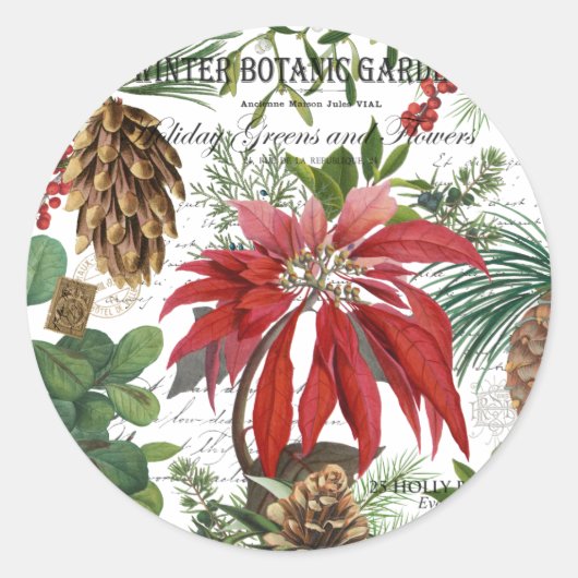 Sticker Rond Moderne vintage jardin d'hiver fleuri (Devant)