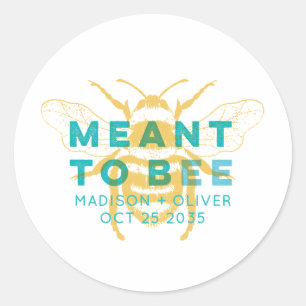 Sticker Rond Moderne Vintage Meant To Bee Mariage Remerciements