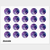 Sticker Rond Moderne violet bleu étoile David Bar Mitzvah hébre (Feuille)