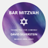 Moderne violet bleu étoile David Bar Mitzvah hébre