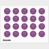 Sticker Rond Moderne XOXO Purple Valentine's Day Adresse de ret (Feuille)