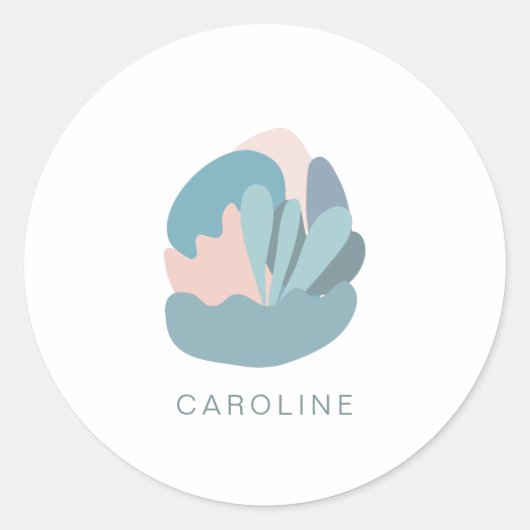 Sticker Rond Modernisme Abstrait cool en bleu Personnalisé (Devant)