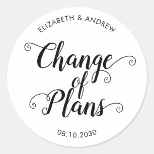 Sticker Rond Modification de la date du plan Reporté Faire-part