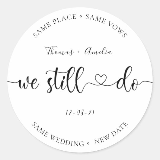 Sticker Rond modifier la date moderne mariage de calligraphie c (Devant)