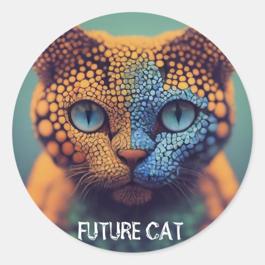 Sticker Rond Modifier le texte Futur Chat Personnaliser le nom (Devant)