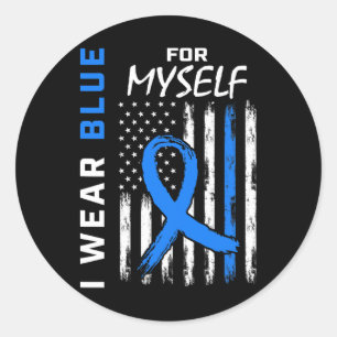 Sticker Rond Moi Je Porte Du Bleu Pour Moi-Même Sensibilisation