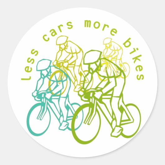 Sticker Rond Moins de voitures plus de vélos (Devant)