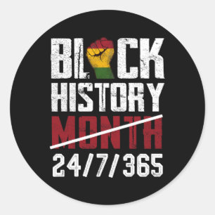Sticker Rond Moins d'Histoire Noire 247365 Cadeaux Afro-América