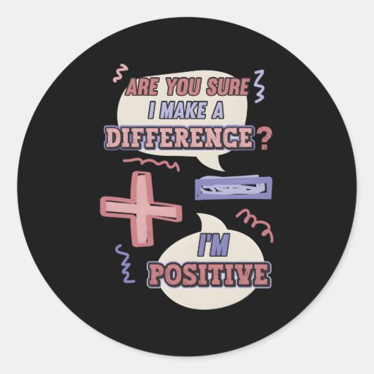 Sticker Rond Moins Et Plus Signe Math Pun (Devant)