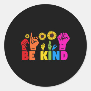Sticker Rond Mois de la fierté arc-en-ciel Lgbt Asl Signe de la