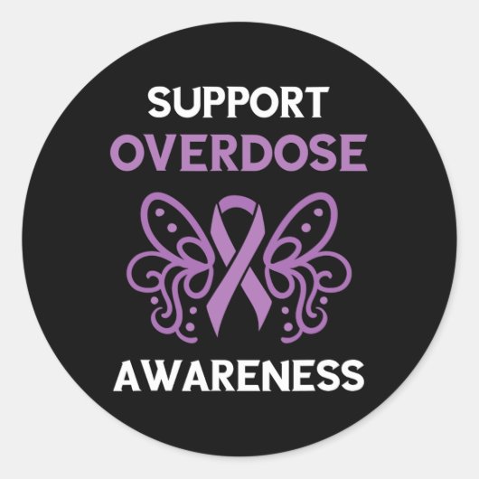 Sticker Rond Mois de la sensibilisation aux surdoses Ruban viol (Devant)