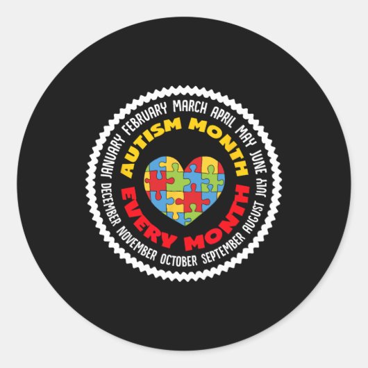 Sticker Rond Mois de l'autisme Tous les mois Handicap (Devant)
