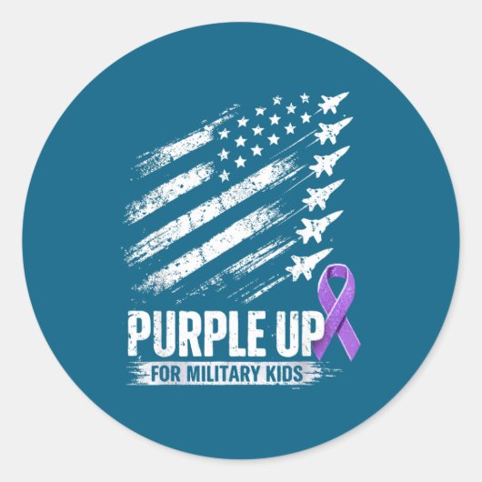 Sticker Rond Mois de l'enfant militaire violet (Devant)