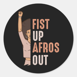 Sticker Rond Mois de l'histoire des Noirs Poing en l'air Afros