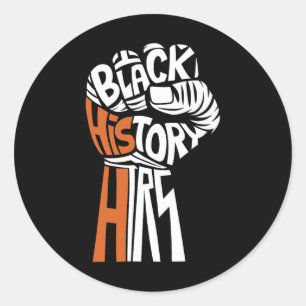 Sticker Rond Mois de l'histoire des Noirs Poing levé Main Inspi