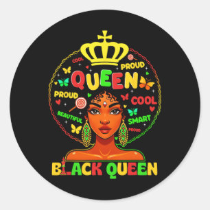 Sticker Rond Mois de l'histoire des Noirs Reine noire Afro Méla