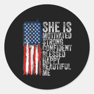 Sticker Rond Mois de l'histoire Drapeau américain patriotique F