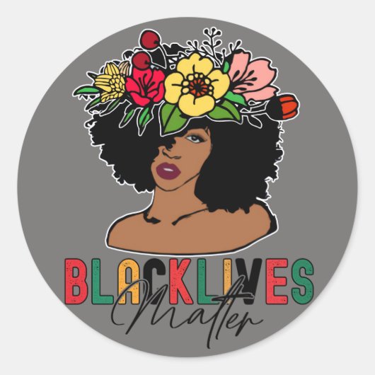 Sticker Rond Mois de l'histoire noire Afro femme (Devant)