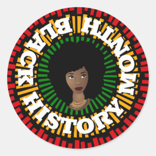 Sticker Rond Mois de l'histoire noire, rayons du soleil, femme 