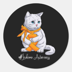 Sticker Rond Mois de sensibilisation à la leucémie Chat au ruba