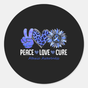 Sticker Rond Mois de sensibilisation à l'ataxie Peace Love Cure