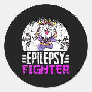 Sticker Rond Mois de sensibilisation à l'épilepsie Ninja Chat E