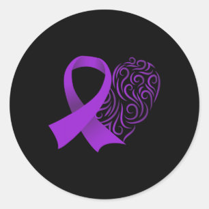 Sticker Rond Mois de sensibilisation à l'épilepsie Ruban violet