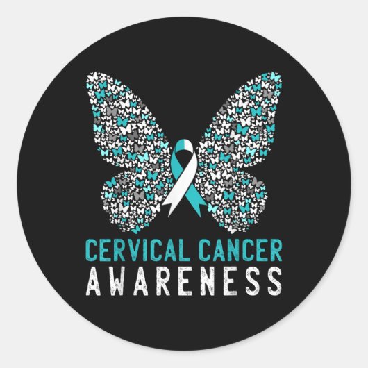 Sticker Rond Mois de sensibilisation au cancer cervical papillo (Devant)