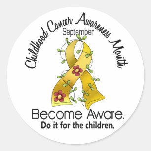 Sticker Rond Mois de sensibilisation au cancer chez l'enfant Ru