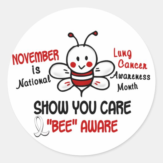 Sticker Rond Mois de sensibilisation au cancer du poumon Abeill (Devant)