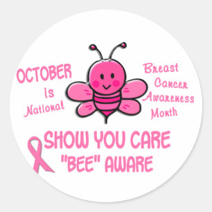 Sticker Rond Mois de sensibilisation au cancer du sein Abeille 
