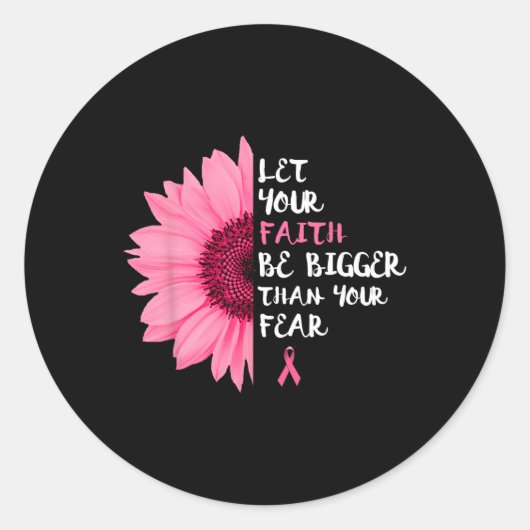 Sticker Rond Mois de sensibilisation au cancer Fleur rose Ruban (Devant)