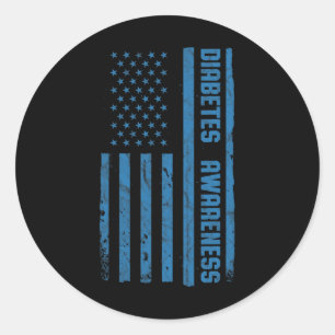 Sticker Rond Mois de sensibilisation au diabète Drapeau Vintage