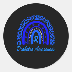 Sticker Rond Mois de sensibilisation au diabète Leopard Rainbow