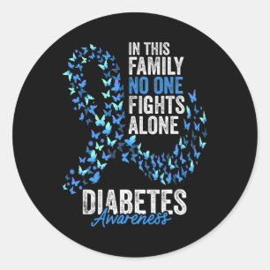 Sticker Rond Mois de sensibilisation au diabète Papillons Bleu