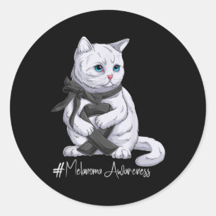 Sticker Rond Mois de sensibilisation au mélanome Chat noir au r
